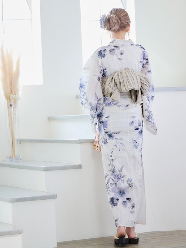 画像8: 【即日発送！】可憐なニュアンスパープル鈴蘭浴衣 【浴衣３点セット 浴衣/帯/下駄】[YMT] (8)