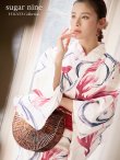 画像2: 【即日発送】【浴衣】白地×流線金魚浴衣 siwa23 / HIMO-900-yn-1-BK / YA-1081-kj-P / HEKO-800-sb-5-W / GETA-02-ok-7-R [YMT] (2)
