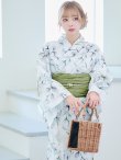 画像15: 水墨風イエロー×ブルー牡丹浴衣  (浴衣/帯/飾り紐/下駄4点セット)  OBI-siwa-202-ok-12-GR / KZH-3 / YA-1081-kj-BR / HEKO-800-sb-5-W / GETA-03-ok-4-IV [YMT] (15)