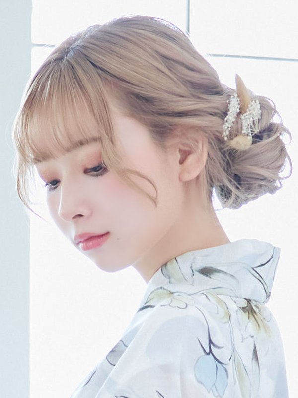 画像6: 【即日発送】水墨風イエロー×ブルー牡丹浴衣 浴衣/帯/飾り紐/下駄4点セット[YMT] (6)