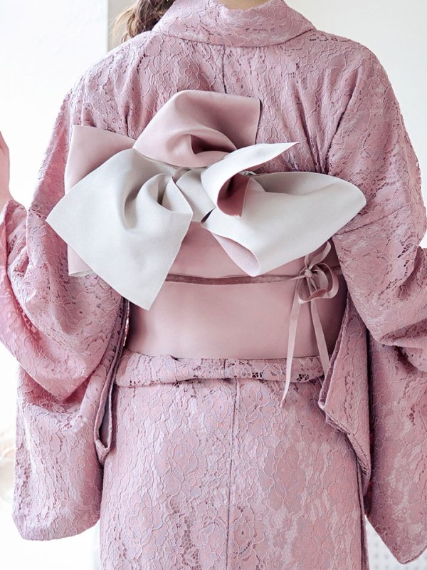 画像6: 【即日発送】ダスティピンクのレース浴衣【浴衣３点セット 浴衣/帯/下駄】[YMT] (6)