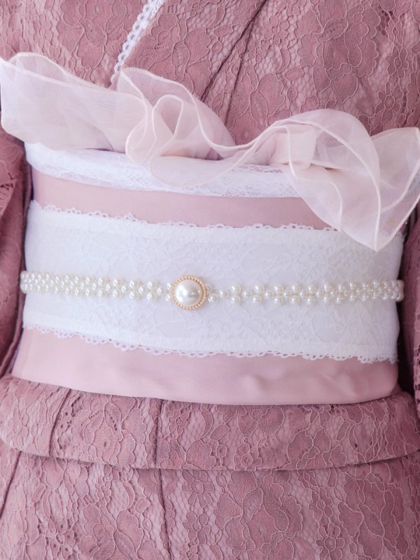 画像5: 【即日発送】ダスティピンクのレース浴衣【浴衣３点セット 浴衣/帯/下駄】[YMT] (5)