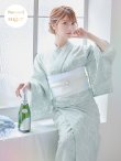画像2: 【即日発送】ダスティーミントのレース浴衣【浴衣３点セット 浴衣/帯/下駄】OBI-hira-100-ok-15-WxW / HIMO-903-kj-W / YA-1081-kj-W / HEKO-800-sb-5-W / GETA-02-ok-3-LBL [YMT] (2)