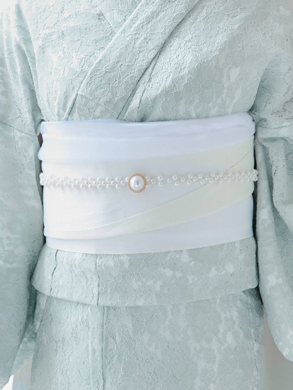 画像5: 【即日発送】ダスティーミントのレース浴衣【浴衣３点セット 浴衣/帯/下駄】[YMT] (5)