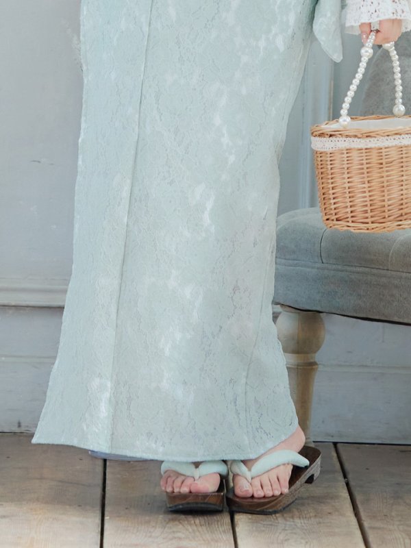 画像7: 【即日発送】ダスティーミントのレース浴衣【浴衣３点セット 浴衣/帯/下駄】[YMT] (7)