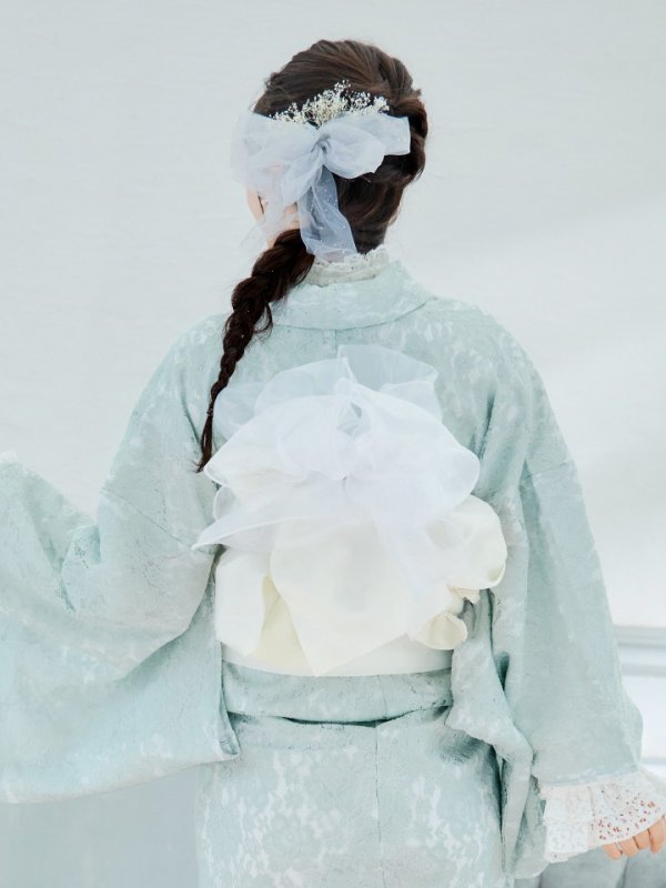 画像8: 【即日発送】ダスティーミントのレース浴衣【浴衣３点セット 浴衣/帯/下駄】[YMT] (8)