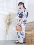 画像12: 水彩椿の綺麗系浴衣 OBI-siwa-200-kj-12-DKBL / HIMO-900-yn-4-GYxGY / YA-947-kj-BL / HEKO-800-sb-5-W / GETA-02-ok-3-LBL /yo  [YMT] (12)