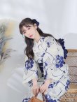 画像14: 水彩椿の綺麗系浴衣 OBI-siwa-200-kj-12-DKBL / HIMO-900-yn-4-GYxGY / YA-947-kj-BL / HEKO-800-sb-5-W / GETA-02-ok-3-LBL /yo  [YMT] (14)