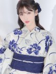 画像5: 水彩椿の綺麗系浴衣 OBI-siwa-200-kj-12-DKBL / HIMO-900-yn-4-GYxGY / YA-947-kj-BL / HEKO-800-sb-5-W / GETA-02-ok-3-LBL /yo  [YMT] (5)
