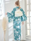 画像8: 【予約/5月中旬発送予定】【浴衣】アクアブルー椿浴衣  OBI-siwa-200-kj-13-OW / HIMO-900-yn-6-MI / YA-1081-kj-BL / HEKO-800-sb-5-W / GETA-02-ok-3-LBL [YMT] (8)