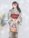 画像10: 【即日発送】ブラウンストライプにガーベラ花浴衣  OBI-siwa-200-kj-10-TRC / HIMO-900-yn-7-MOC / YA-1081-kj-BR / HEKO-800-sb-3-BR / GETA-02-ok-2-IV [YMT] (10)