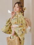 画像15: 【即日発送】くすみイエローマーガレット浴衣 OBI-siwa-200-kj-13-OW / HIMO-900-yn-7-MOC / HEKO-800-sb-3-BR / YA-68-kn-YEBE / GETA-01-kj-3-IV/ [YMT] (15)