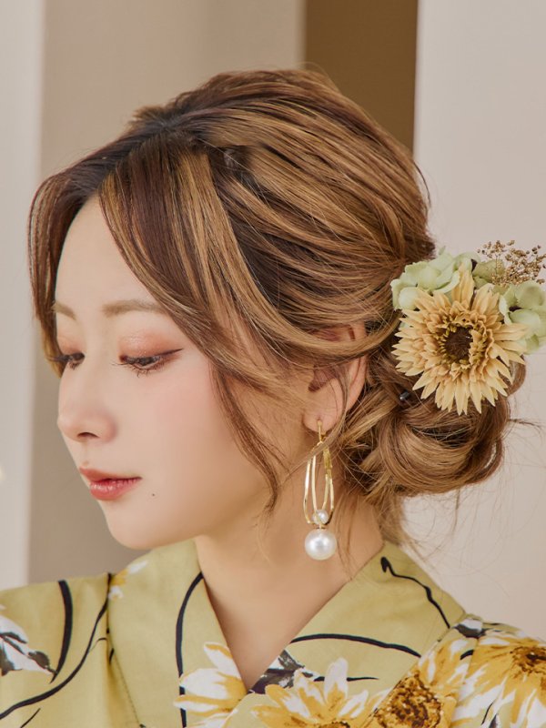 画像16: 【即日発送】くすみイエローマーガレット浴衣【浴衣３点セット 浴衣/帯/下駄】[YMT] (16)