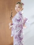 画像2: 【即日発送】モーブパープル×ホワイトダリア浴衣 OBI-g-500-kj-2-P / HIMO-900-yn-4-GYxGY / HEKO-800-sb-5-WH / YA-68-kn-PL / GETA-01-kj-3-IV/ [YMT] (2)