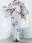 画像3: 【即日発送】くすみカラー朝顔浴衣 【浴衣3点セット 浴衣/帯/下駄】 [FB02] (3)