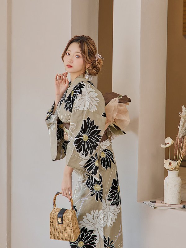 画像15: 【即日発送】レトロモダンマーガレット浴衣【浴衣３点セット 浴衣/帯/下駄】[YMT] (15)