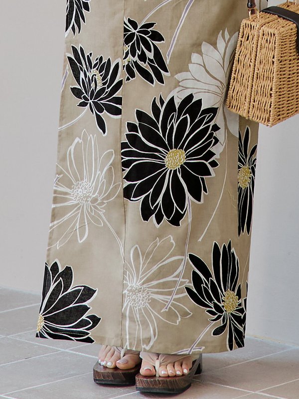 画像21: 【即日発送】レトロモダンマーガレット浴衣【浴衣３点セット 浴衣/帯/下駄】[YMT] (21)