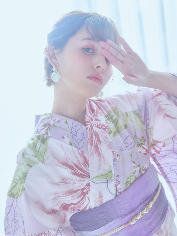 画像12: 【即日発送】ニュアンス朝顔ピンク浴衣【浴衣３点セット 浴衣/帯/下駄】[YMT] (12)