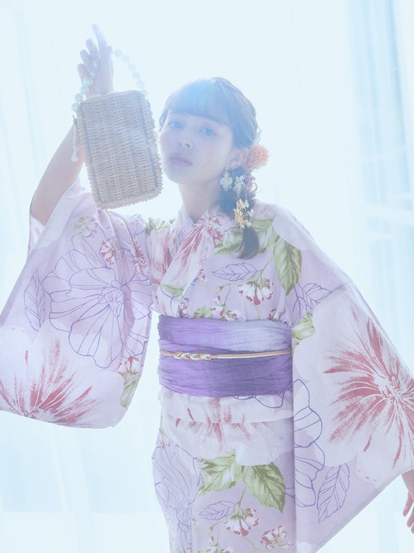 画像14: 【即日発送】ニュアンス朝顔ピンク浴衣【浴衣３点セット 浴衣/帯/下駄】[YMT] (14)