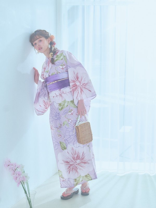 画像16: 【即日発送】ニュアンス朝顔ピンク浴衣【浴衣３点セット 浴衣/帯/下駄】[YMT] (16)