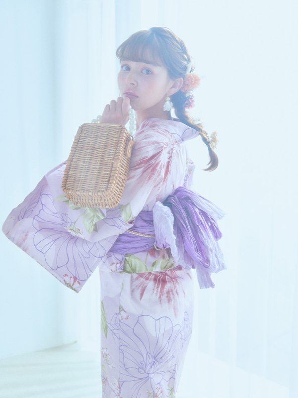 画像3: 【即日発送】ニュアンス朝顔ピンク浴衣【浴衣３点セット 浴衣/帯/下駄】[YMT] (3)