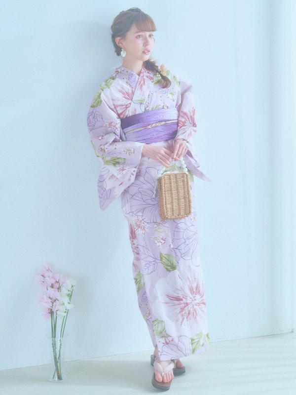 画像4: 【即日発送】ニュアンス朝顔ピンク浴衣【浴衣３点セット 浴衣/帯/下駄】[YMT] (4)