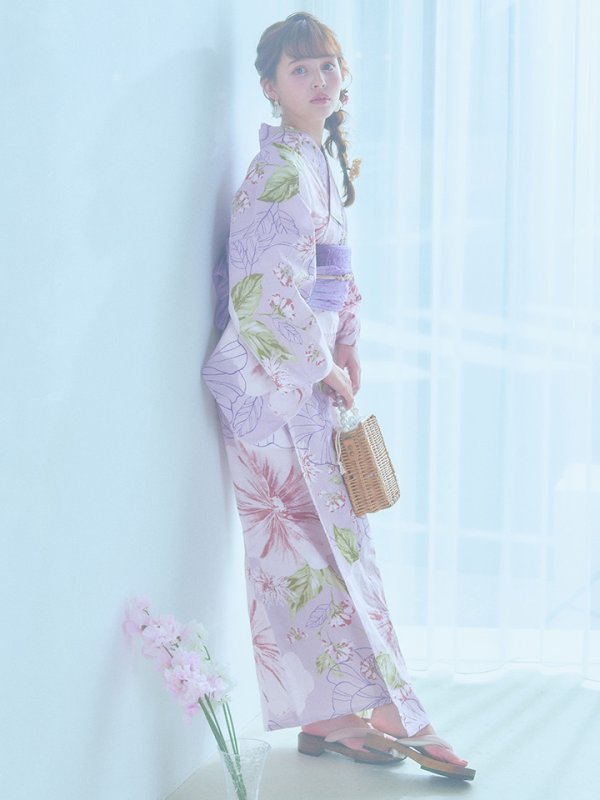 画像6: 【即日発送】ニュアンス朝顔ピンク浴衣【浴衣３点セット 浴衣/帯/下駄】[YMT] (6)