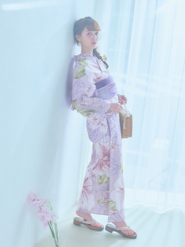 画像9: 【即日発送】ニュアンス朝顔ピンク浴衣【浴衣３点セット 浴衣/帯/下駄】[YMT] (9)