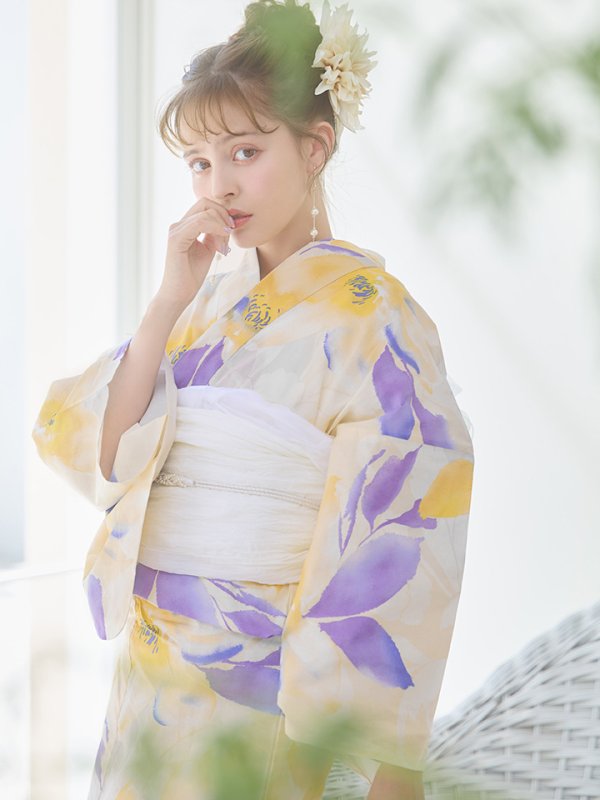 画像12: 【即日発送】鮮やか×大柄フラワー浴衣【浴衣３点セット 浴衣/帯/下駄】[YMT] (12)