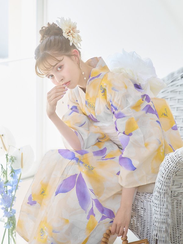 画像16: 【即日発送】鮮やか×大柄フラワー浴衣【浴衣３点セット 浴衣/帯/下駄】[YMT] (16)