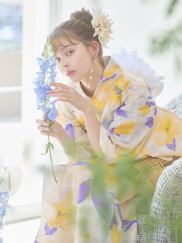 画像20: 【即日発送】鮮やか×大柄フラワー浴衣【浴衣３点セット 浴衣/帯/下駄】[YMT] (20)