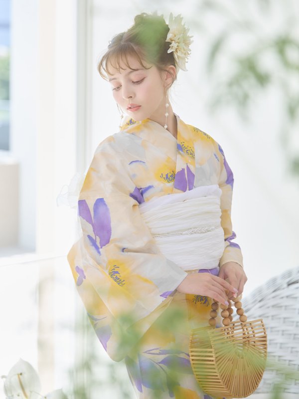 画像3: 【即日発送】鮮やか×大柄フラワー浴衣【浴衣３点セット 浴衣/帯/下駄】[YMT] (3)