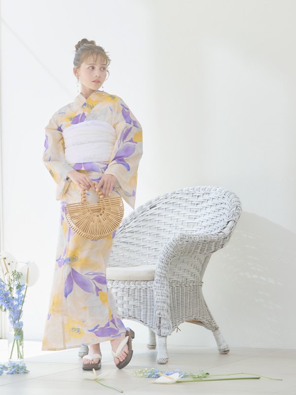 画像8: 【即日発送】鮮やか×大柄フラワー浴衣【浴衣３点セット 浴衣/帯/下駄】[YMT] (8)