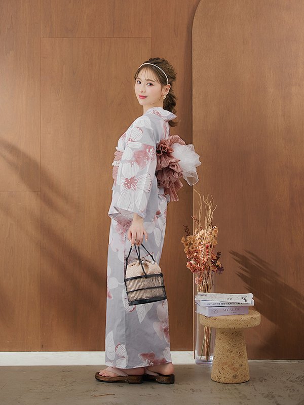 画像10: 【即日発送】シック大人フラワー浴衣【浴衣３点セット 浴衣/帯/下駄】[YMT] (10)