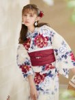 画像14: 【即日発送】ホワイト×レッド牡丹浴衣 OBI-siwa-202-ok-10-R / HIMO-902-kj-5-RosePK / HEKO-800-sb-5-WH / YA-72-kn-R / GETA-02-ok-7-R/ [YMT] (14)