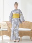 画像3: 【即日発送】グレー×フラワー浴衣 OBI-siwa-202-ok-14-MUS / HIMO-902-kj-2-MUS / HEKO-800-sb-6-YEBE / YA-80-kn-W / YA-1081-kj-IV / GETA-02-ok-2-IV / [YMT] (3)