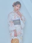 画像12: 【即日発送】ホワイトベージュ紫陽花浴衣 OBI-siwa-202-ok-8-GY / HIMO-900-yn-5-IV / HEKO-800-sb-5-WH / YA-1024-wk-BE / GETA-02-ok-2-IV/ [YMT] (12)