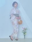 画像4: 【即日発送】ホワイトベージュ紫陽花浴衣 OBI-siwa-202-ok-8-GY / HIMO-900-yn-5-IV / HEKO-800-sb-5-WH / YA-1024-wk-BE / GETA-02-ok-2-IV/ [YMT] (4)