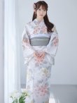 画像3: 【即日発送】ホワイトベージュ紫陽花浴衣【浴衣３点セット 浴衣/帯/下駄】OBI-siwa-202-ok-8-GY/ HIMO-900-yn-5-IV / HEKO-800-sb-5-WH / YA-1024-wk-BE / GETA-02-ok-2-IV/ [YMT] (3)