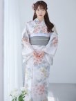 画像7: 【即日発送】ホワイトベージュ紫陽花浴衣【浴衣３点セット 浴衣/帯/下駄】OBI-siwa-202-ok-8-GY/ HIMO-900-yn-5-IV / HEKO-800-sb-5-WH / YA-1024-wk-BE / GETA-02-ok-2-IV/ [YMT] (7)