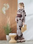 画像10: 【即日発送】ブラウンパープルリリー浴衣【浴衣３点セット 浴衣/帯/下駄】OBI-siwa-202-ok-16-WR / HIMO-900-yn-7-MOC / HEKO-800-sb-3-BR / YA-1027-wk-PL / GETA-02-ok-4-MOC / [YMT] (10)