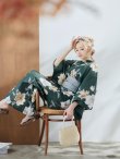 画像13: 【即日発送】ディープグリーン×イエローフラワー浴衣 OBI-siwa-202-ok-8-GY / HIMO-900-yn-4-GYxGY / HEKO-800-sb-5-WH / YA-1027-wk-IV / GETA-02-ok-4-MOC/ [YMT] (13)