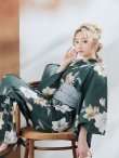 画像14: 【即日発送】ディープグリーン×イエローフラワー浴衣 OBI-siwa-202-ok-8-GY / HIMO-900-yn-4-GYxGY / HEKO-800-sb-5-WH / YA-1027-wk-IV / GETA-02-ok-4-MOC/ [YMT] (14)