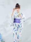 画像14: 【即日発送】大理石×フェザー柄浴衣 OBI-g-500-kj-10-BL / HIMO-900-yn-5-IV / HEKO-800-sb-5-WH / YA-1081-kj-WPG / GETA-02-ok-3-LBL/ [YMT] (14)