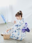 画像8: 【即日発送】大理石×フェザー柄浴衣 OBI-g-500-kj-10-BL / HIMO-900-yn-5-IV / HEKO-800-sb-5-WH / YA-1081-kj-WPG / GETA-02-ok-3-LBL/ [YMT] (8)