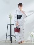 画像14: 【即日発送】ホワイト×線画フラワー浴衣【浴衣３点セット 浴衣/帯/下駄】OBI-siwa-202-ok-11-B / HIMO-900-yn-1-B / HEKO-800-sb-5-WH / YA-73-kn-GY / GETA-03-ok-2-P[YMT] (14)