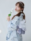 画像2: 【即日発送】クラシカルローズブルー浴衣【浴衣３点セット 浴衣/帯/下駄】[YMT] (2)