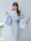 画像3: 【即日発送】クラシカルローズブルー浴衣【浴衣３点セット 浴衣/帯/下駄】[YMT] (3)