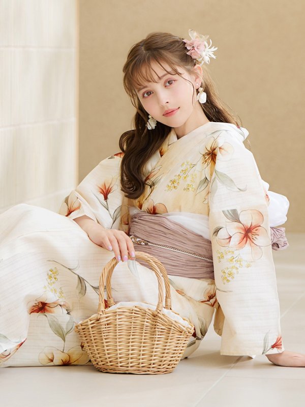 画像18: 【即日発送】アイボリーフラワー浴衣【浴衣３点セット 浴衣/帯/下駄】[YMT] (18)