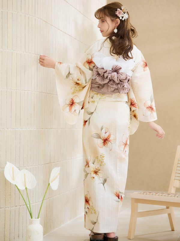 画像19: 【即日発送】アイボリーフラワー浴衣【浴衣３点セット 浴衣/帯/下駄】[YMT] (19)